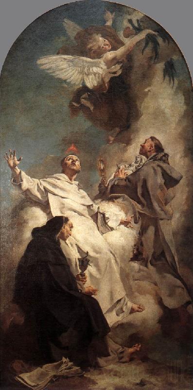 PIAZZETTA, Giovanni Battista Three Dominican Saints sg Spain oil painting art
